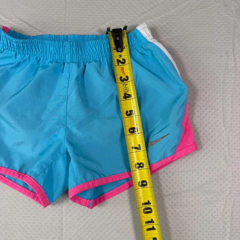 Nike Girls Size 6 Dri-Fit Blue Pink Tempo Athletic Running Shorts Brief Liner